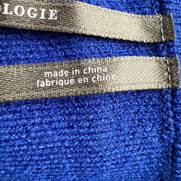 Anthropologie Size L Petite Blue Knit Long Sleeve Half Zip Sweater Mini Dress - Picture 11 of 16